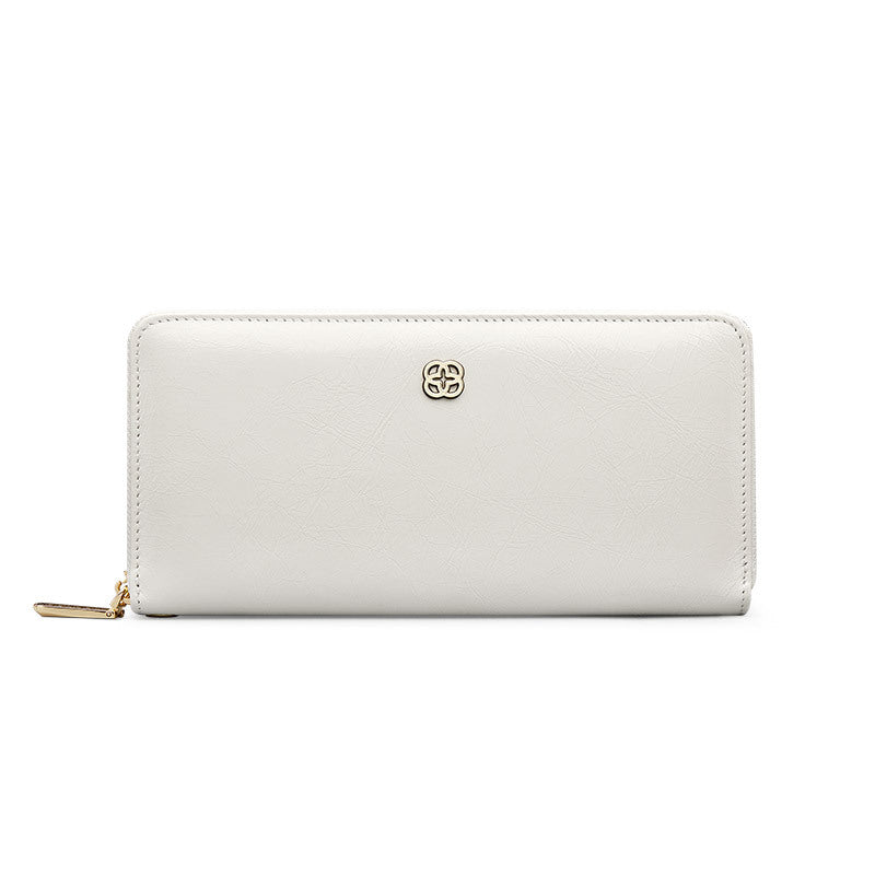 King Paul Women's Wallet Long Genuine Leather Large Capacity Zipper Clutch Fashionable High-end Wallet Card Bag