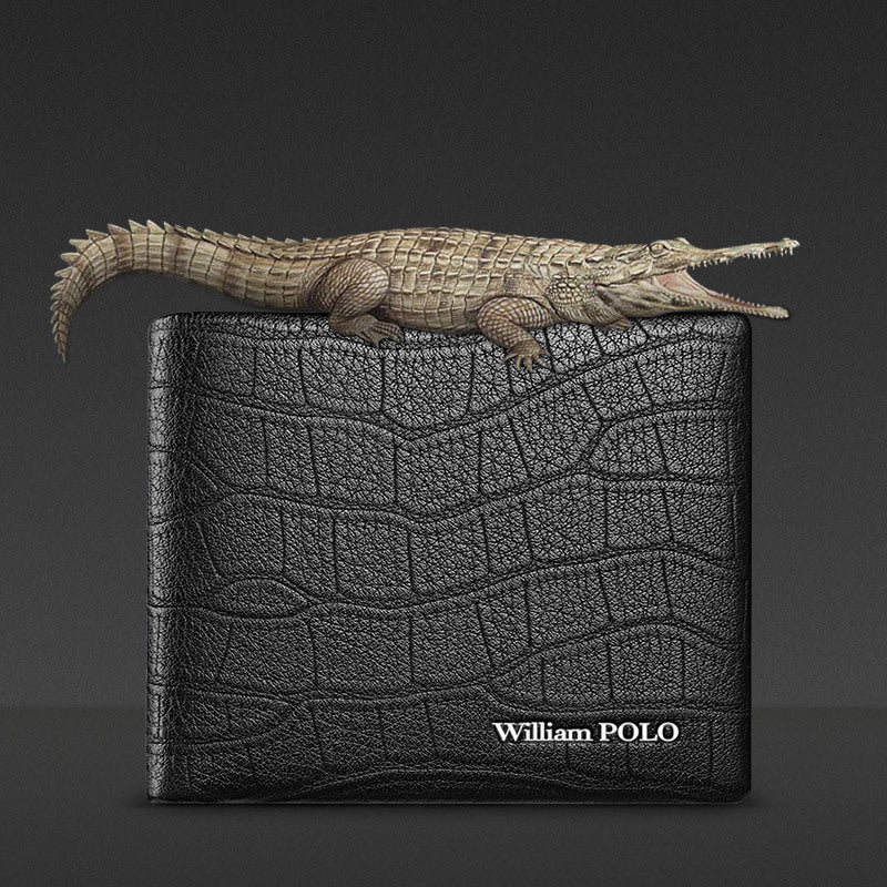 King Paul Wallet Men's Crocodile Pattern 2025 New Short Genuine Leather Men's Wallet Long