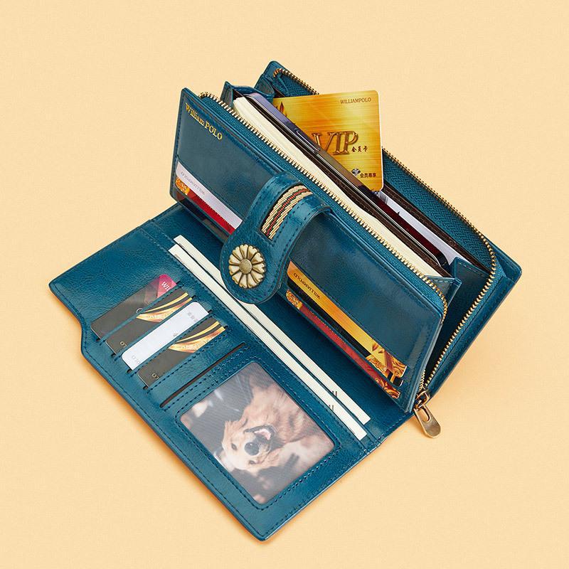 King Paul Genuine Leather Wallet Women's 2025 New Hand Bag Women's Small Bag Clutch Bag Long Wallet Card Bag