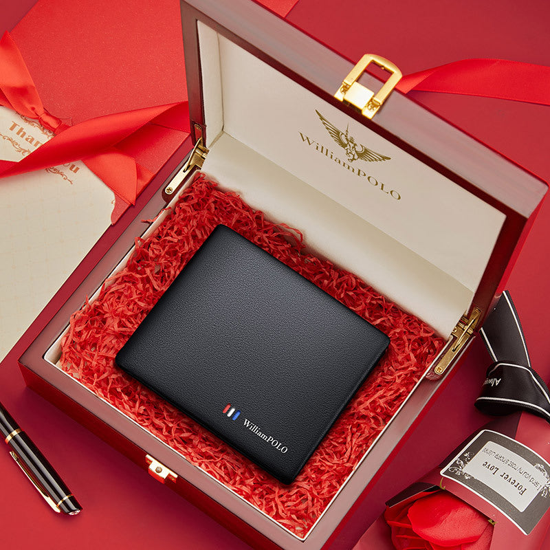 King Paul Genuine Wallet Men's Short Genuine Leather Money Clip New Cowhide Light Luxury High-end Wallet Gift