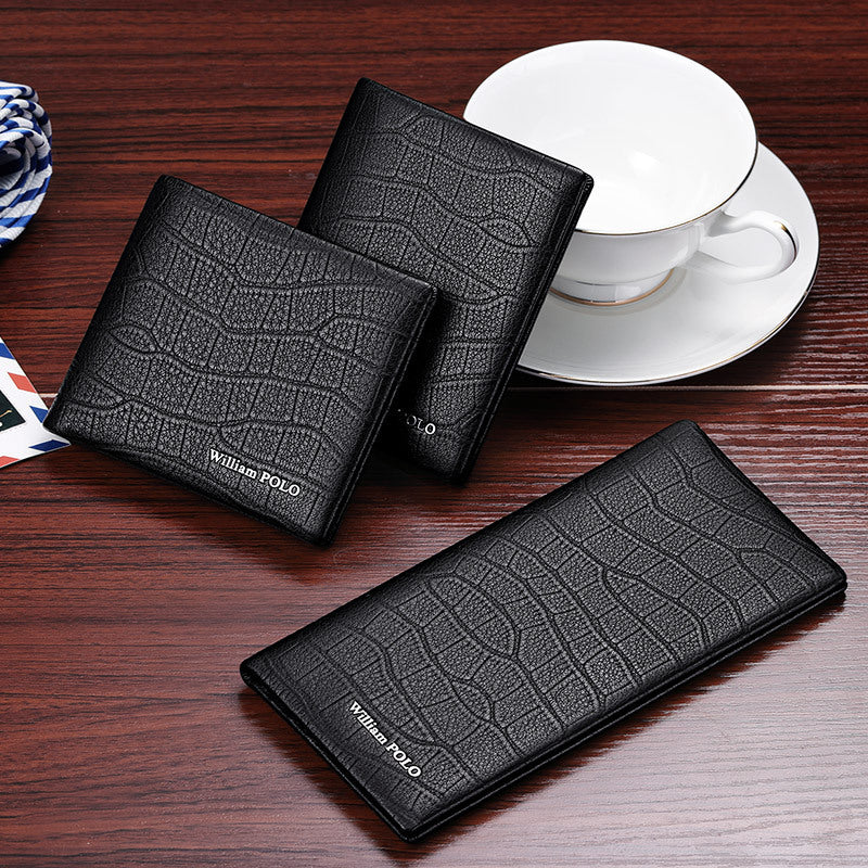 King Paul Wallet Men's Crocodile Pattern 2025 New Short Genuine Leather Men's Wallet Long
