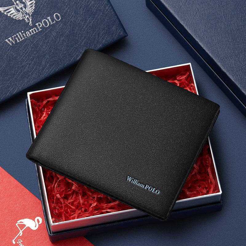 King Paul Genuine Wallet Men's Short Genuine Leather Money Clip New Cowhide Light Luxury High-end Wallet Gift