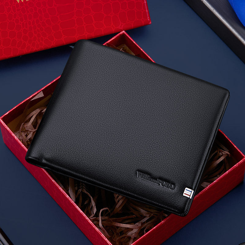 King Paul Genuine Wallet Men's Short Genuine Leather Money Clip New Cowhide Light Luxury High-end Wallet Gift