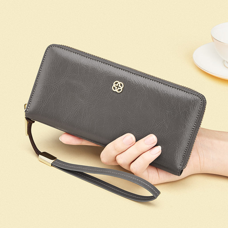 King Paul Women's Wallet Long Genuine Leather Large Capacity Zipper Clutch Fashionable High-end Wallet Card Bag