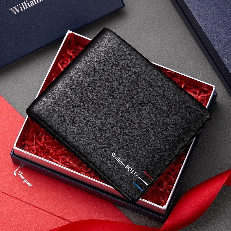 King Paul Genuine Wallet Men's Short Genuine Leather Money Clip New Cowhide Light Luxury High-end Wallet Gift