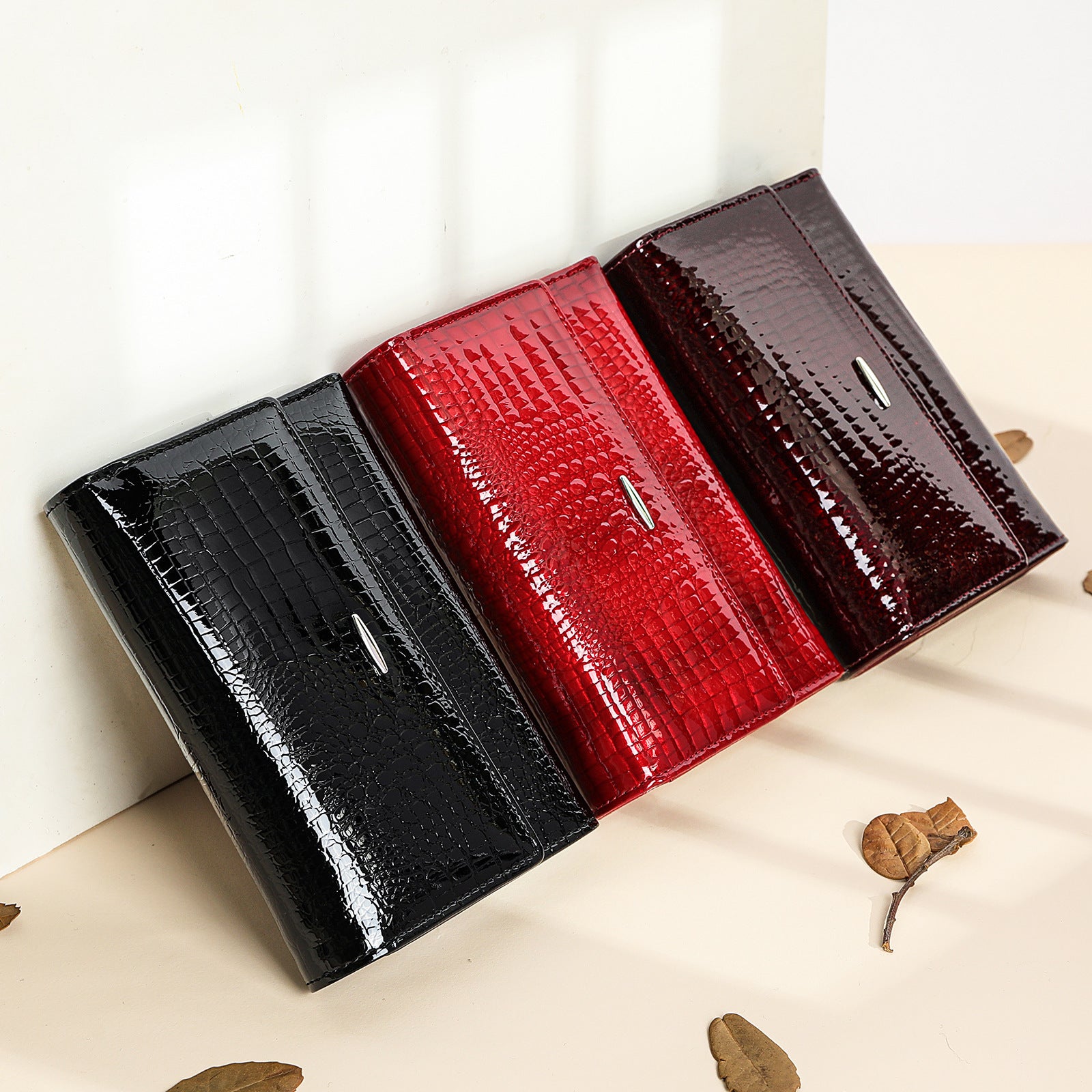Women's Genuine Leather Wallet Patent Leather Wallet Multi-card Bits Women's Trendy Fashion All-match