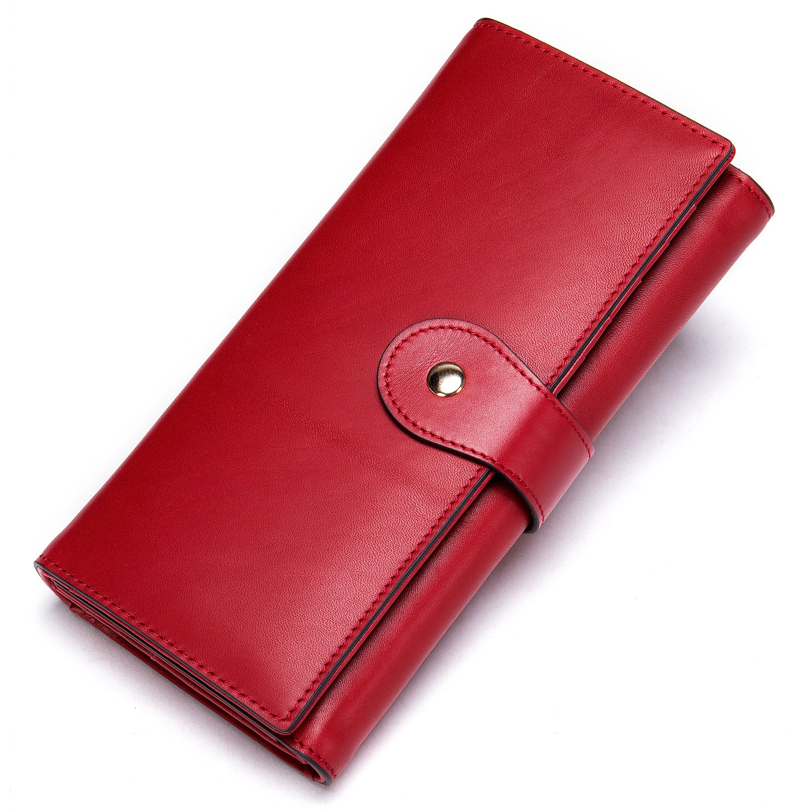 Anti-magnetic RFID Genuine Leather Women's Wallet Mid-length European And American Retro Women's Wallet Tri-fold Clutch Coin Purse
