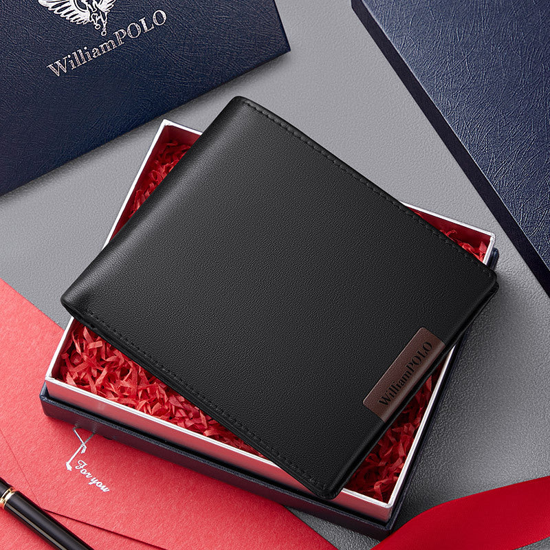 King Paul Genuine Wallet Men's Short Genuine Leather Money Clip New Cowhide Light Luxury High-end Wallet Gift