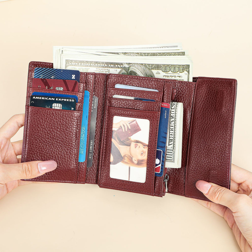 Women's Genuine Leather Wallet Patent Leather Wallet Multi-card Bits Women's Trendy Fashion All-match