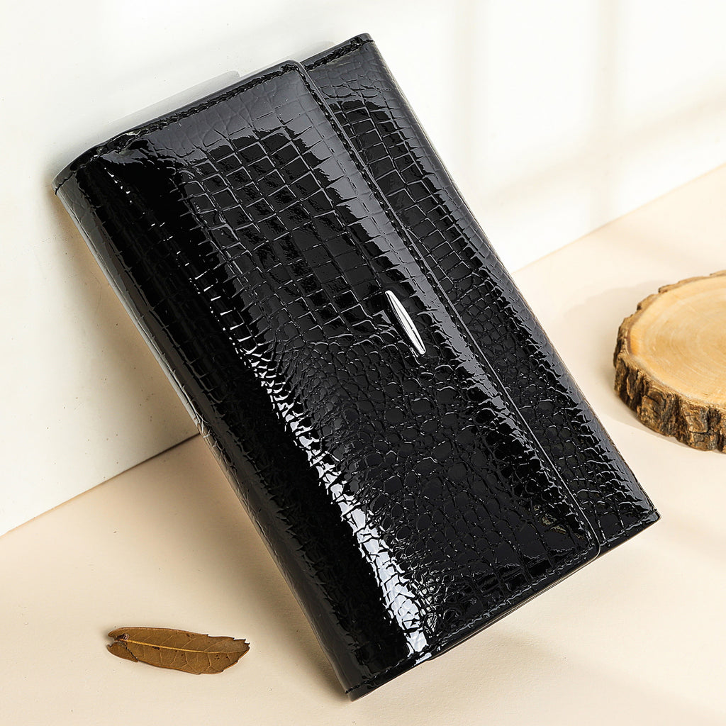 Women's Genuine Leather Wallet Patent Leather Wallet Multi-card Bits Women's Trendy Fashion All-match