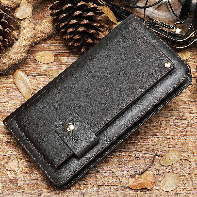 Men's Genuine Leather Wallet Clutch Bag Casual Fashion Distinctive Clutch Bag Multi-Card Retro Wallet