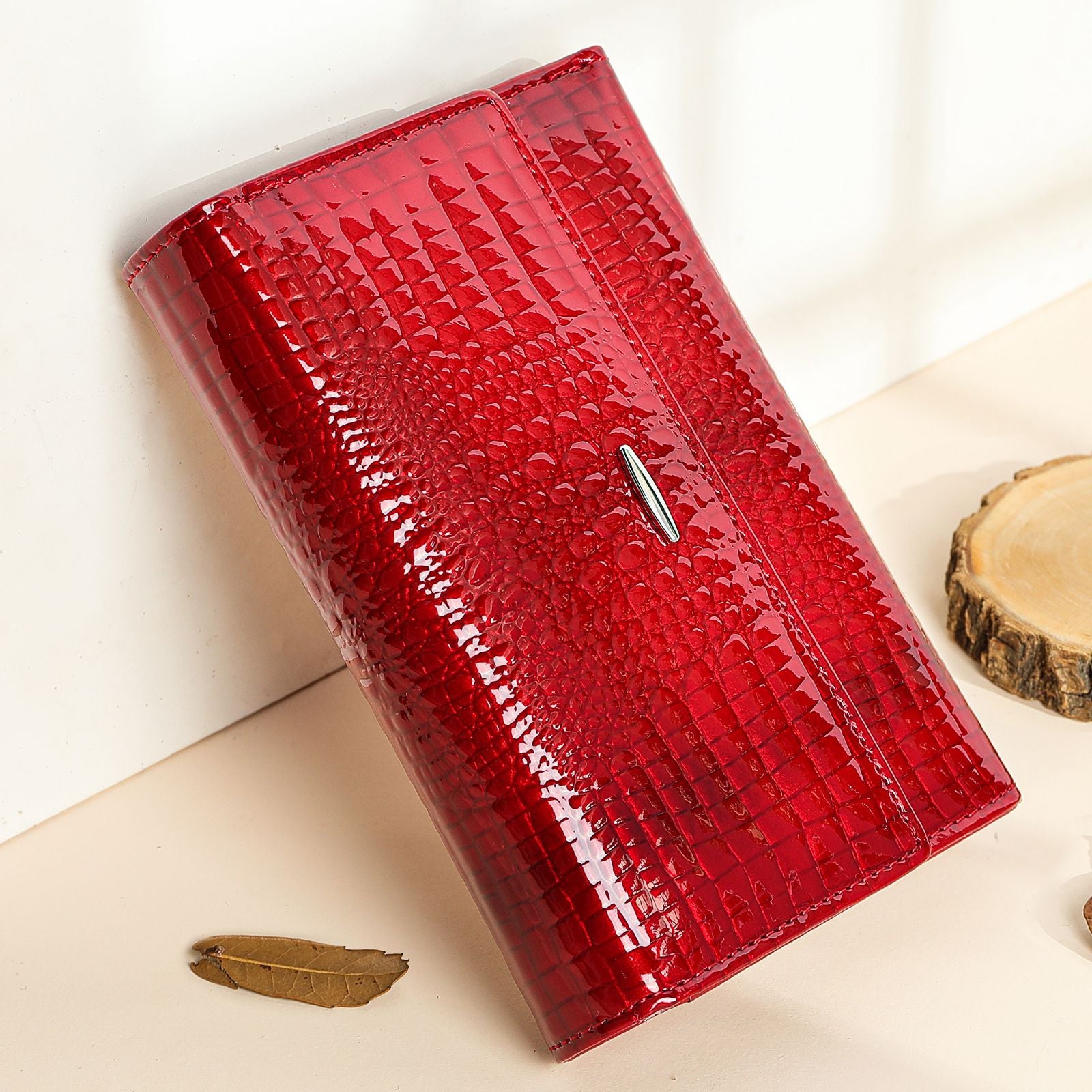 Women's Genuine Leather Wallet Patent Leather Wallet Multi-card Bits Women's Trendy Fashion All-match