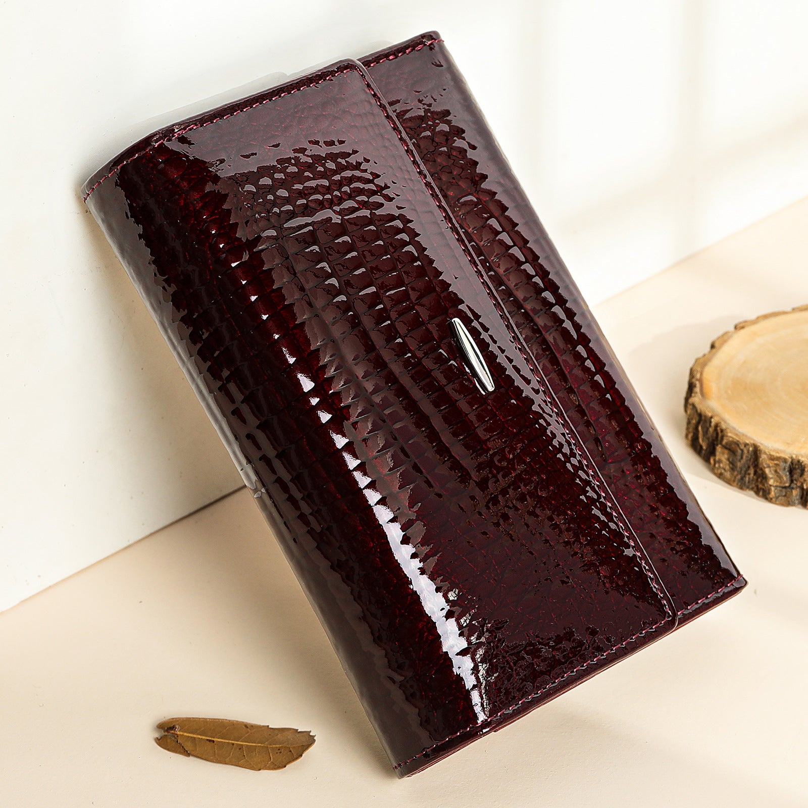 Women's Genuine Leather Wallet Patent Leather Wallet Multi-card Bits Women's Trendy Fashion All-match