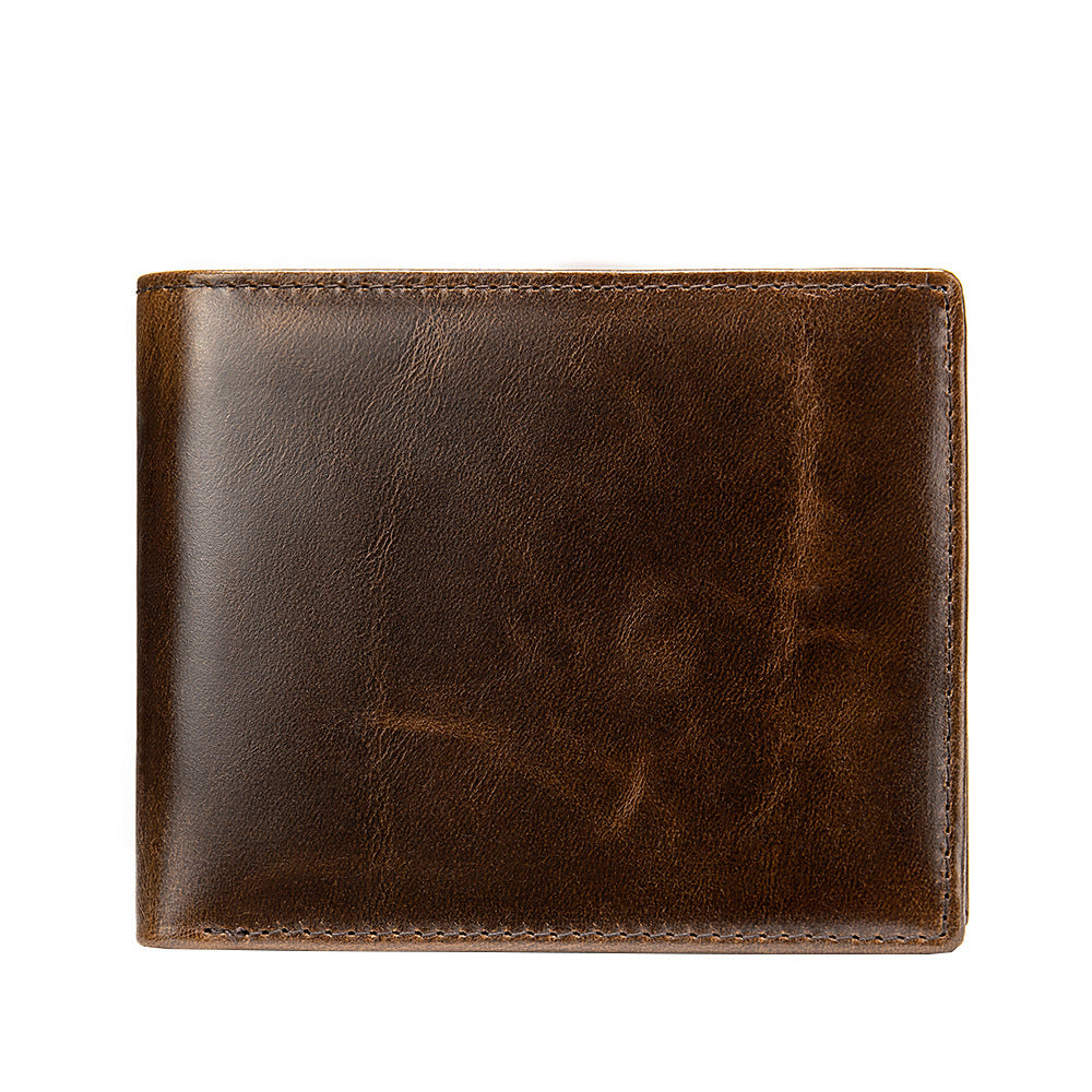 Genuine Leather Anti-magnetic Wallet Men's Business Multi-card Wallet Anti-theft Brush RFID Coin Wallet Wallet
