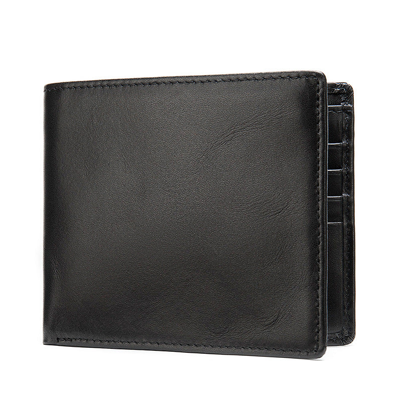 Business Men's Genuine Leather Wallet Multi-Card Cowhide Horizontal Simple Coin Wallet
