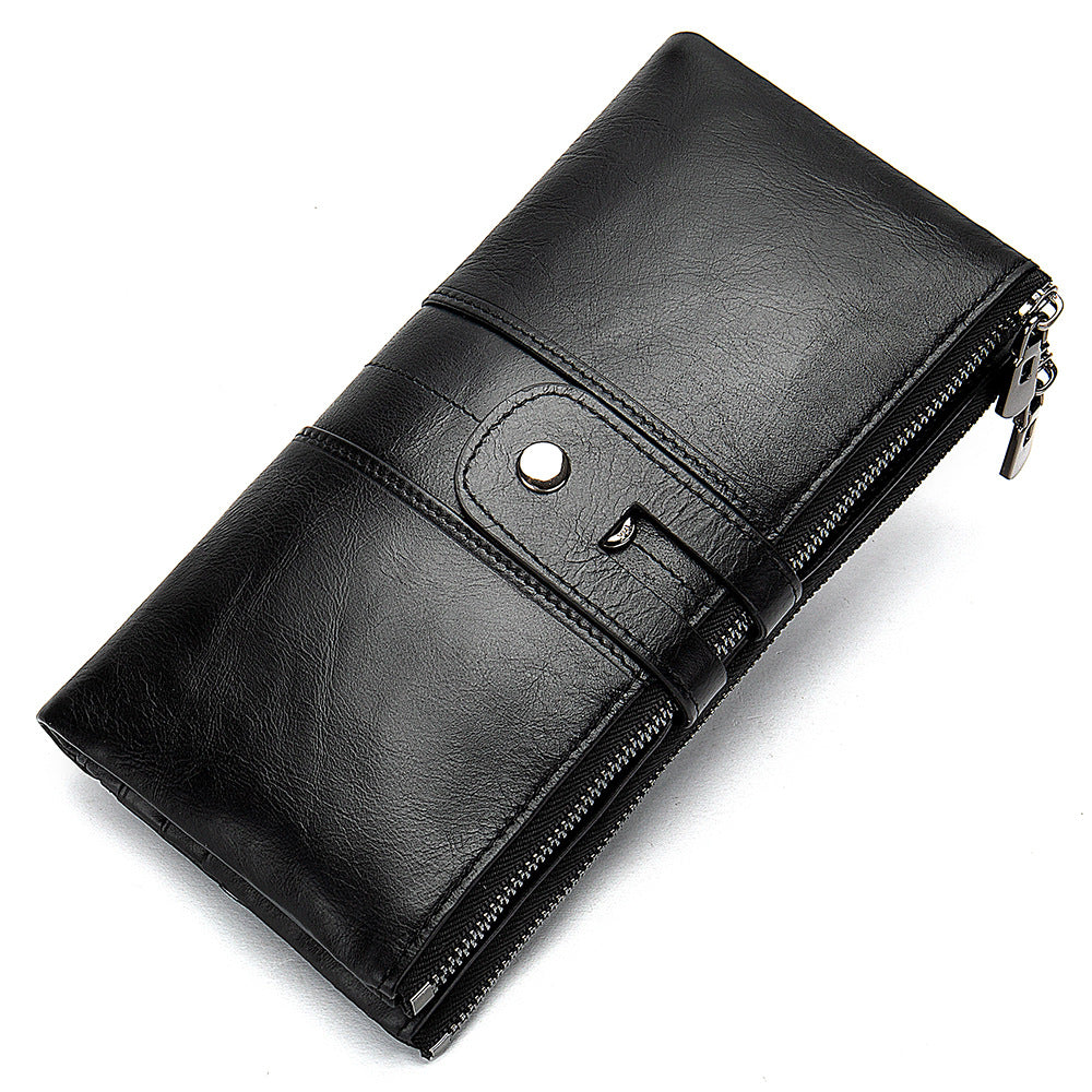 Anti-magnetic Retro Genuine Leather Wallet Long Women's Clutch High-end Multi-functional First-layer Cowhide Wallet