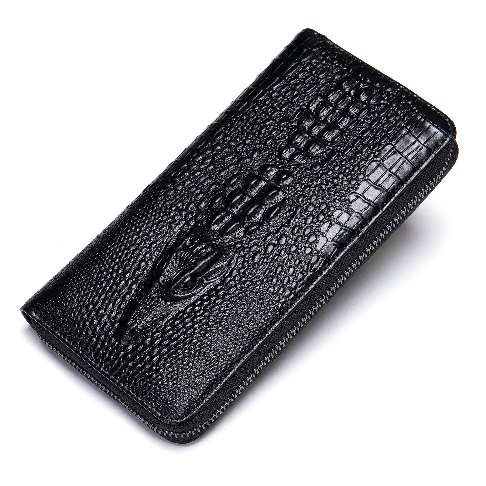 Men's Long Wallet Genuine Leather Crocodile Pattern Business Multi-Card Holder Clutch Top Layer Cowhide Wallet For Men