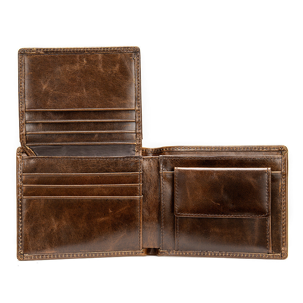 Genuine Leather Anti-magnetic Wallet Men's Business Multi-card Wallet Anti-theft Brush RFID Coin Wallet Wallet