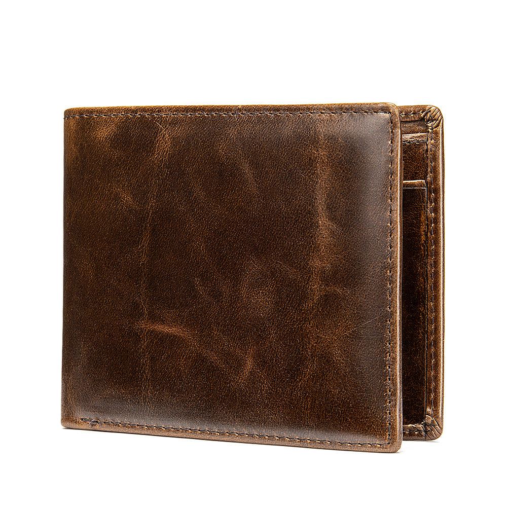 Genuine Leather Anti-magnetic Wallet Men's Business Multi-card Wallet Anti-theft Brush RFID Coin Wallet Wallet