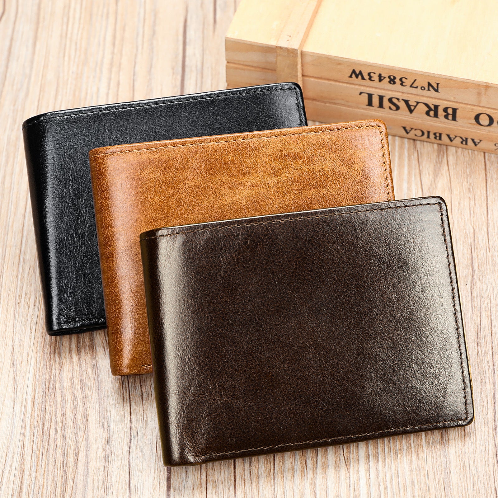Maronte Leather Wallet High-end Men's Leather Money Clip Large Capacity Card Bag Top Layer Cowhide Vintage Wallet