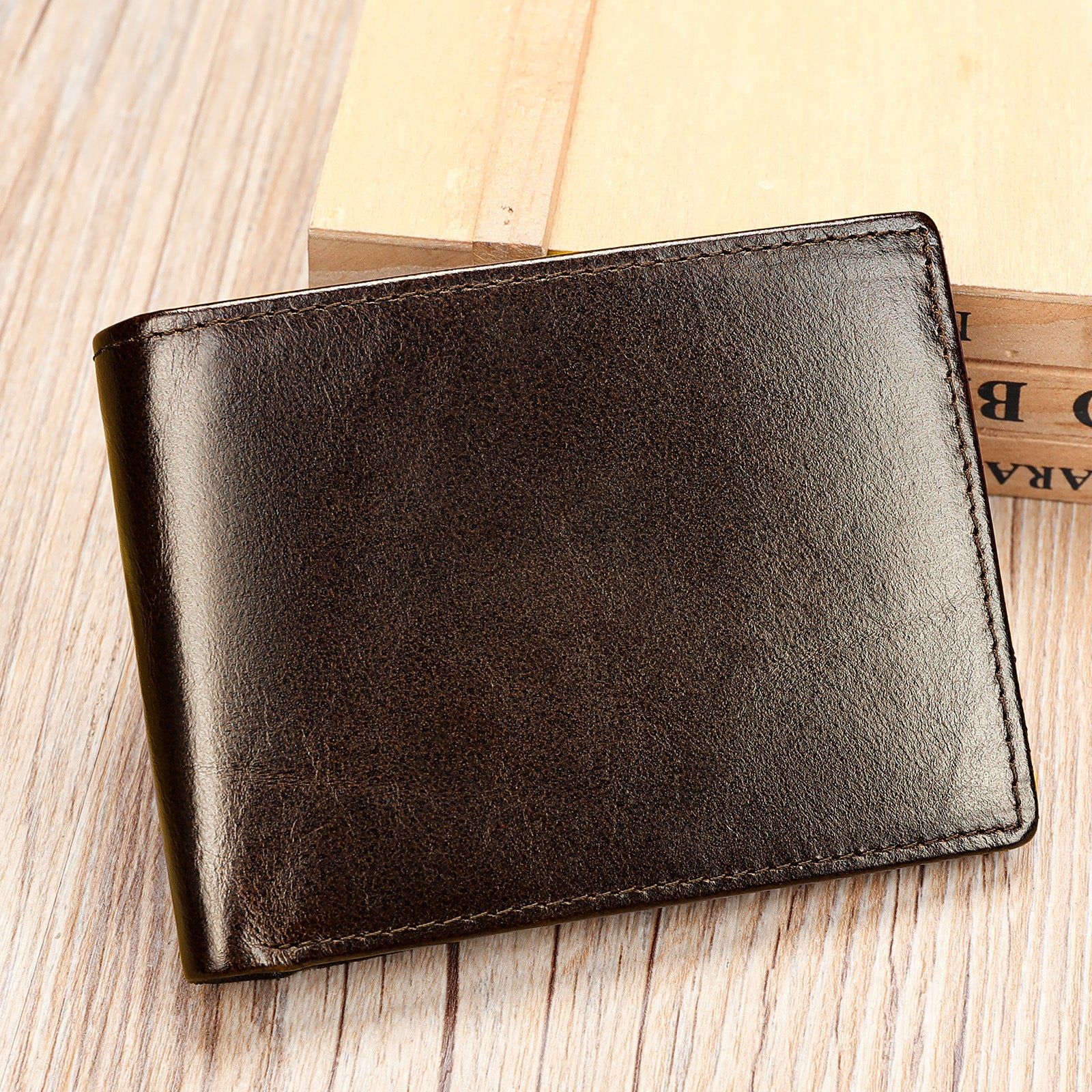 Maronte Leather Wallet High-end Men's Leather Money Clip Large Capacity Card Bag Top Layer Cowhide Vintage Wallet