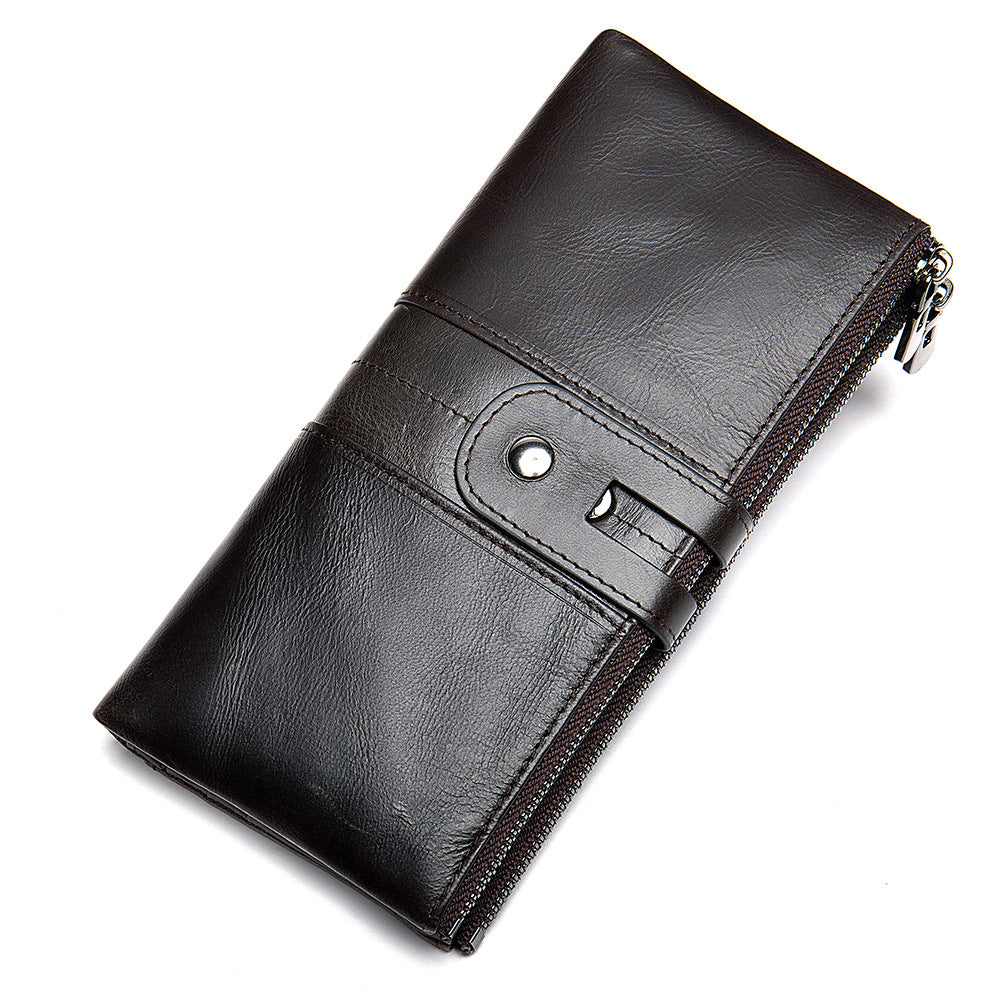 Anti-magnetic Retro Genuine Leather Wallet Long Women's Clutch High-end Multi-functional First-layer Cowhide Wallet