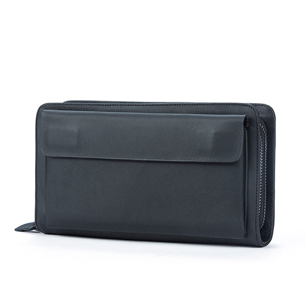 Men's Wallet Long Top-Layer Cowhide Clutch Double-Layer Zipper Wallet Coin Purse For Men