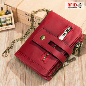 Anti-magnetic Retro Genuine Leather Wallet Long Women's Clutch High-end Multi-functional First-layer Cowhide Wallet