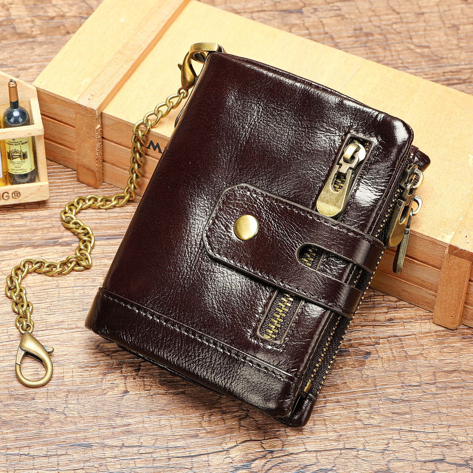 Anti-magnetic Retro Genuine Leather Wallet Long Women's Clutch High-end Multi-functional First-layer Cowhide Wallet