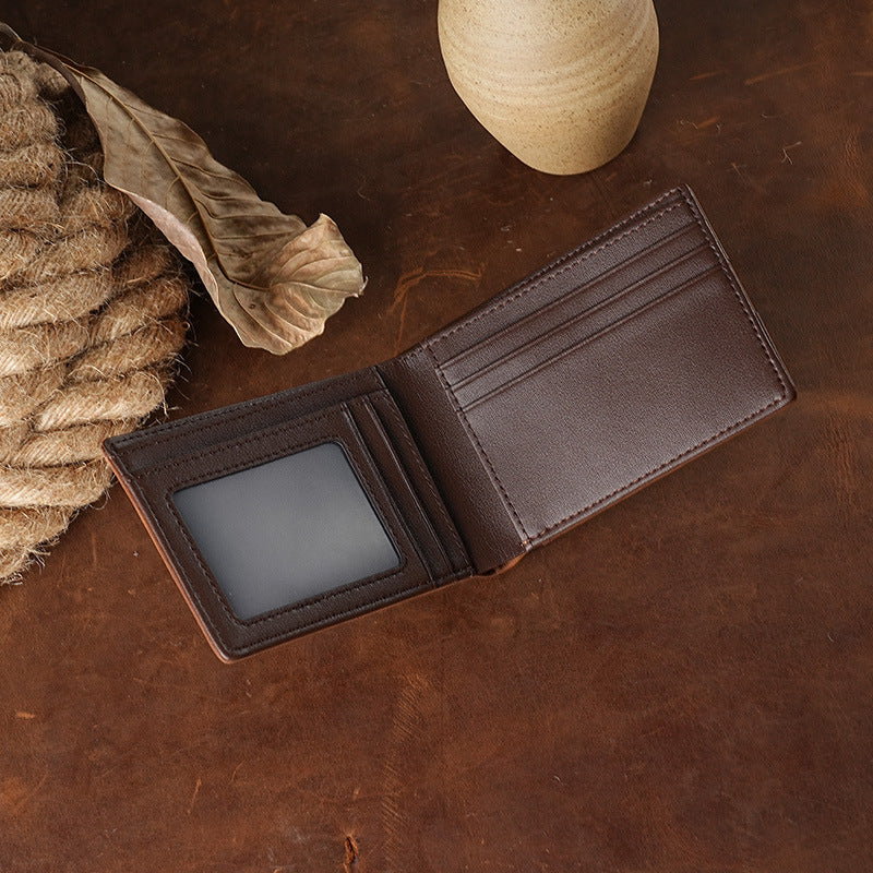 European And American Retro Crazy Horse Leather Wallet Men's Short Wallet RFID Anti-theft Brush Layer Cowhide Men's Wallet