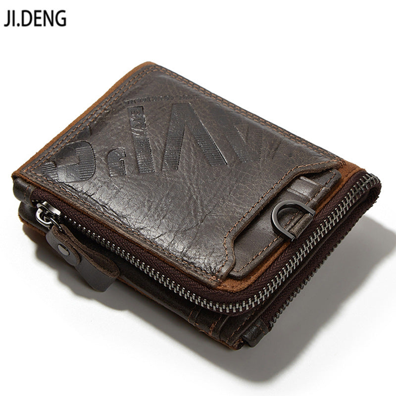 Factory Real Cowhide Men's Short Men's And Women's Wallet Fashion Casual Zipper Wallet Open Multi-function Change