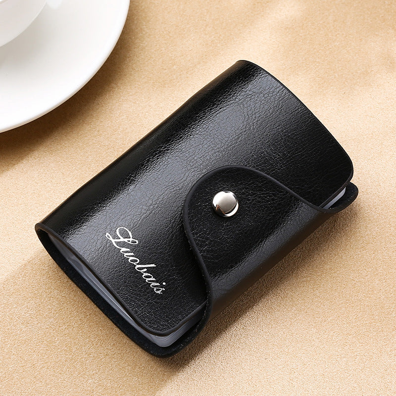 Card Bag Foreign Trade Cross-border New Men's And Women's Cowhide Oil Wax Genuine Leather Card Case Anti-degaussing Bank Bag Business Card Holder Storage