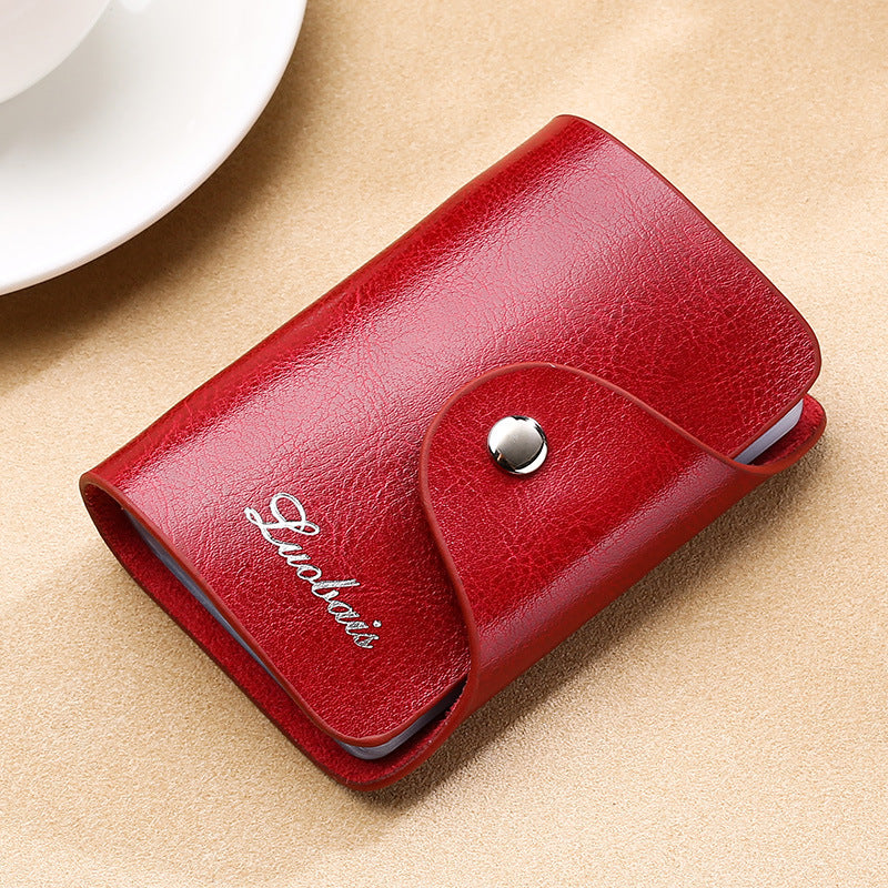 Card Bag Foreign Trade Cross-border New Men's And Women's Cowhide Oil Wax Genuine Leather Card Case Anti-degaussing Bank Bag Business Card Holder Storage