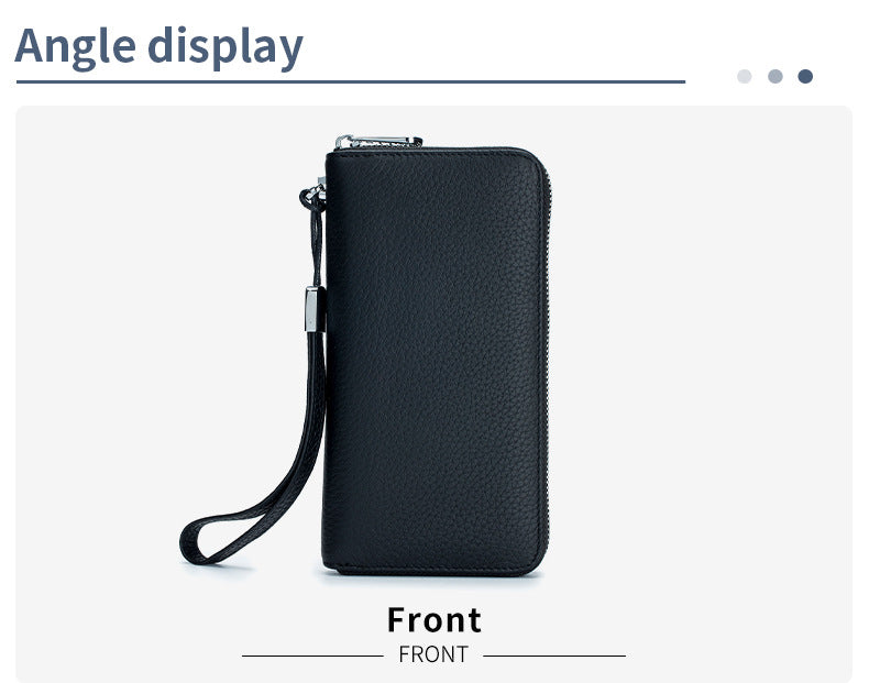 Women's Wallet Long Genuine Leather RFID Top Layer Cowhide Clutch Soft Leather Simple Wallet Mobile Phone Bag Men's Cross-border