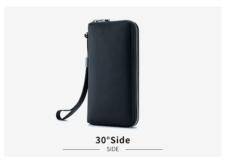 Women's Wallet Long Genuine Leather RFID Top Layer Cowhide Clutch Soft Leather Simple Wallet Mobile Phone Bag Men's Cross-border