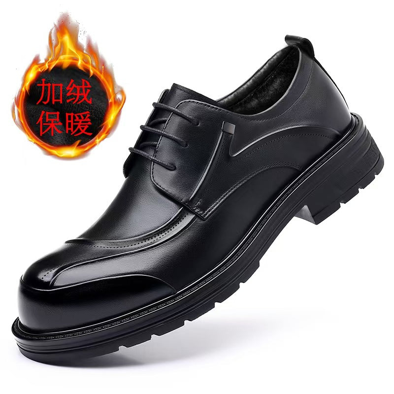 New Men's Top Layer Cowhide Business Leather Shoes Commuter Leather Big Head Thick-soled Men's Shoes Casual Single-layer Shoes For Men