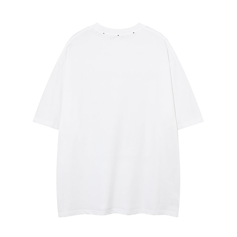 Pure Cotton T Shirt Streetwear Punk Loose Short Sleeve Crew Neck Fashion Summer Top Trendy