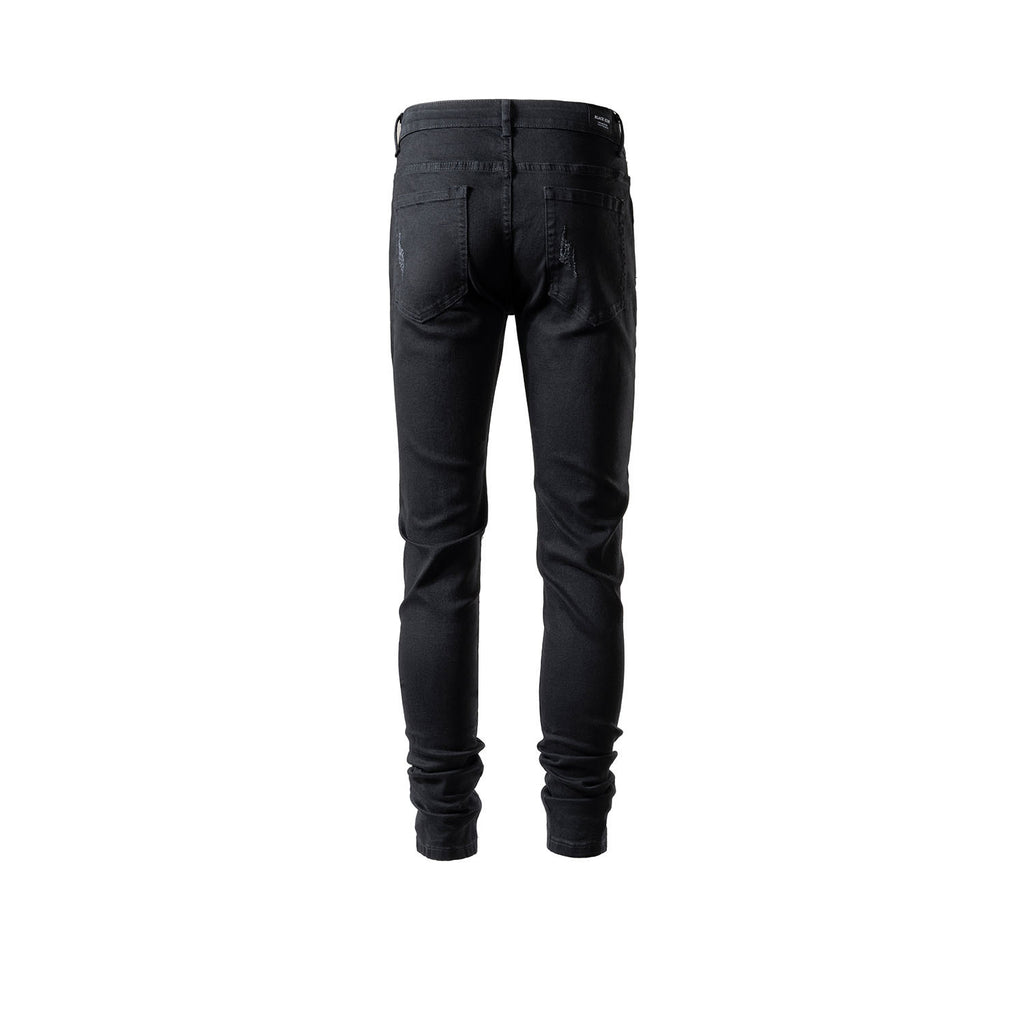 Men's Women's Spring And Summer Urban High Street Micro-stretch Fabric Trousers Unisex Scrub Black Jeans