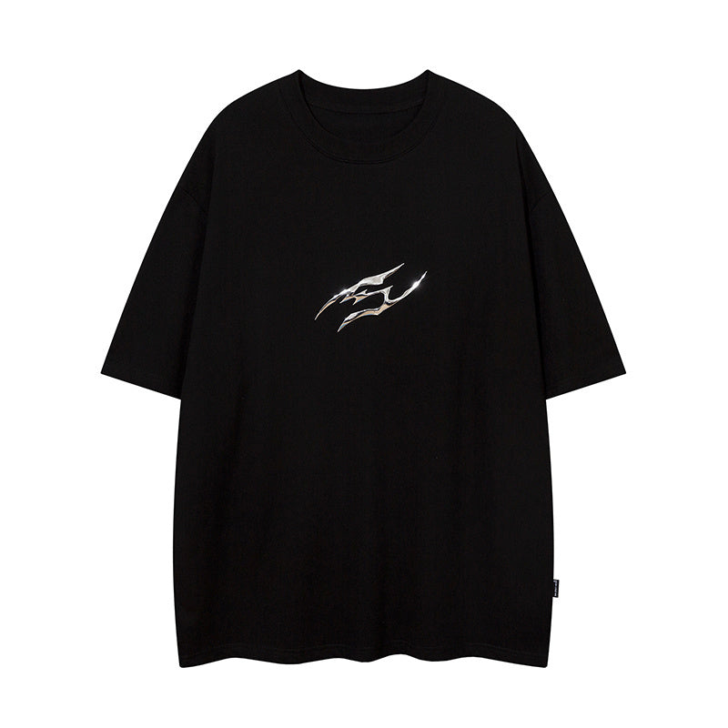 T Shirt Streetwear Loose Fashion Summer Hip Hop Top Short Sleeve Vintage Simple Design Black White