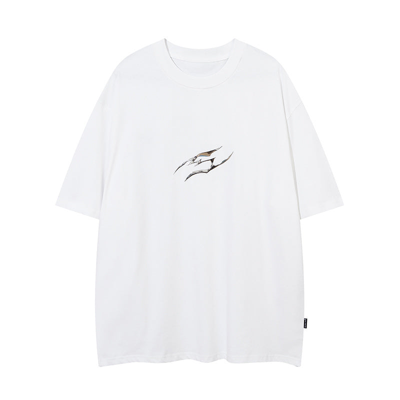 T Shirt Streetwear Loose Fashion Summer Hip Hop Top Short Sleeve Vintage Simple Design Black White