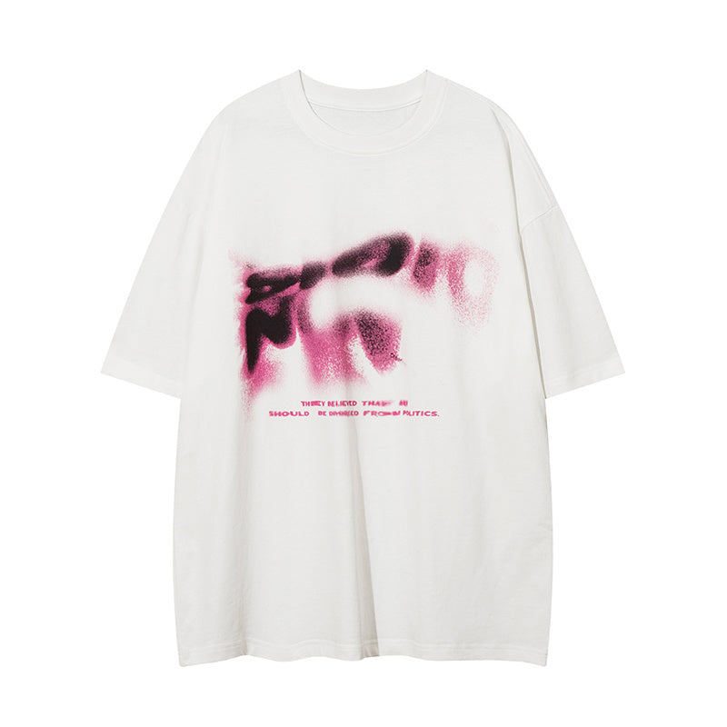 Abstract Pattern Print Streetwear T Shirt Short Sleeve Round Neck Summer Cotton Loose Casual Trendy Tee Simple