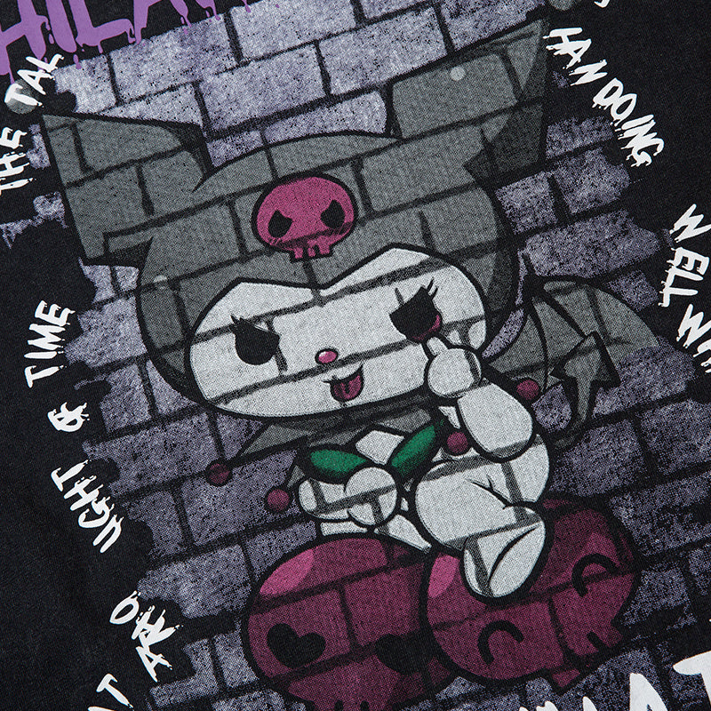 Anime Pattern Cotton Crew Neck Fashion Streetwear Tee Loose Casual Washed High Quality Simple Short Sleeve Summer