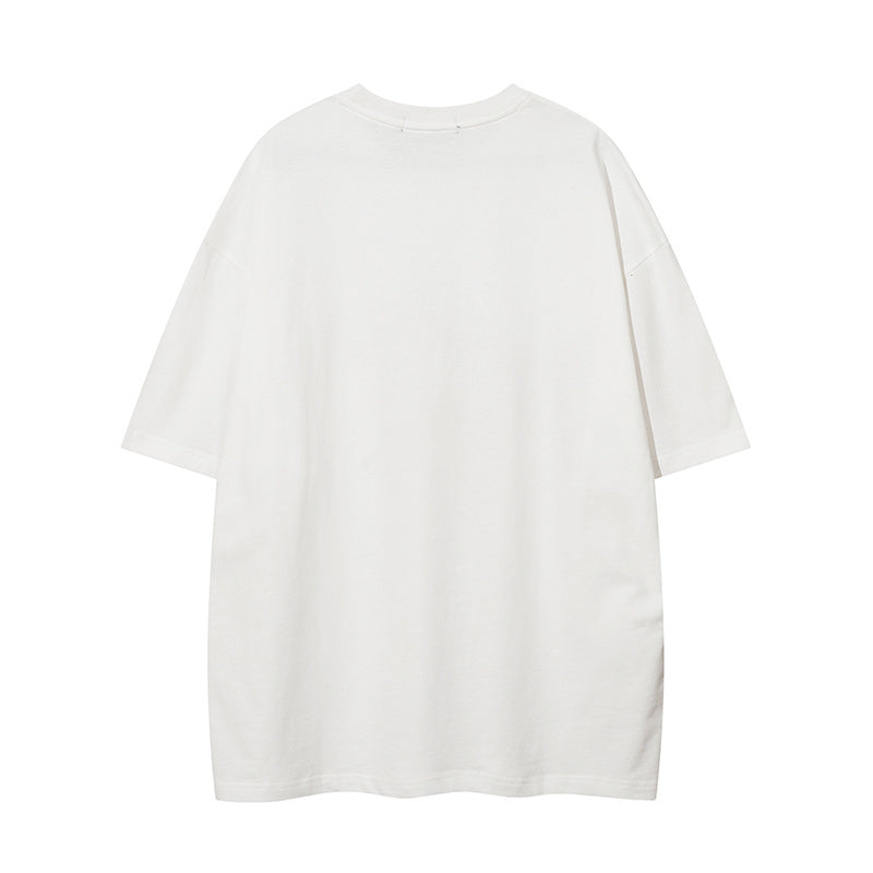 Abstract Pattern Print Streetwear T Shirt Short Sleeve Round Neck Summer Cotton Loose Casual Trendy Tee Simple