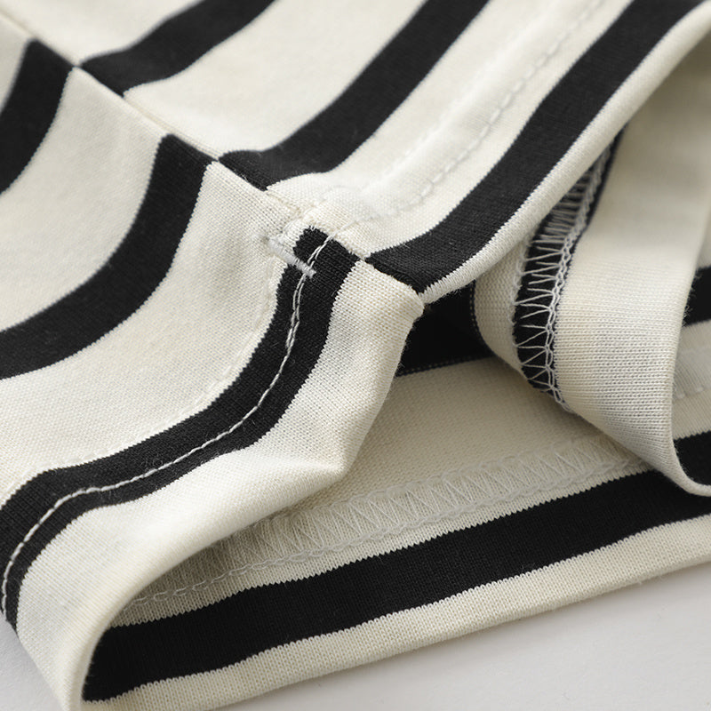 O Neck Striped Streetwear Oversize T Shirts Short Sleeve Casual Summer Cotton Simple Design Hip Hop Tee Loose