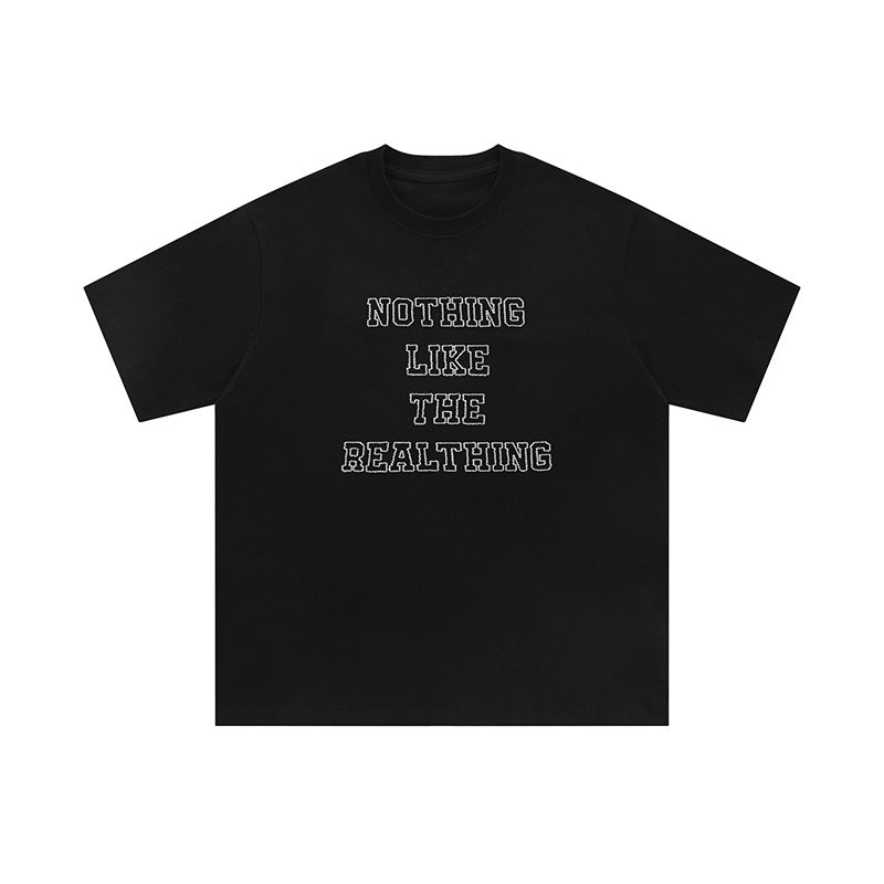 Streetwear Letter Embroidery T Shirts Oversize Loose Short Sleeve Cotton Tee Casual O Neck Sports Style Fashion