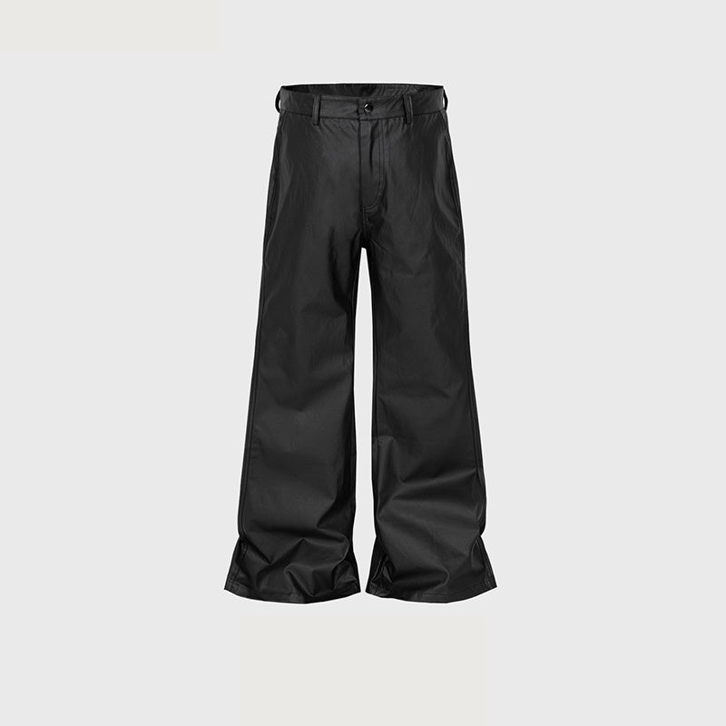 Men's And Women's Bright Face Wide-legged Micro-leggings Leg Trousers Unisex High Street Multi-size Black Casual Pants