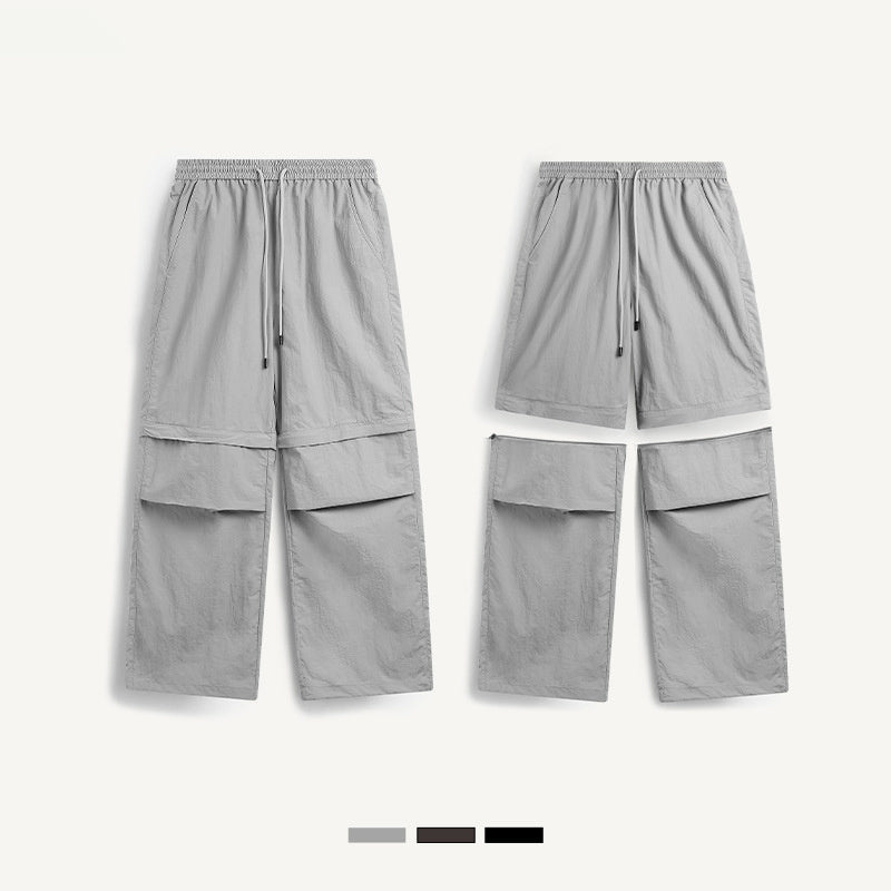 2025 Spring And Summer New Wide Leg Disassembly Pants One Pants Wear Waterproof Casual Big Leg Straight Pants For Men
