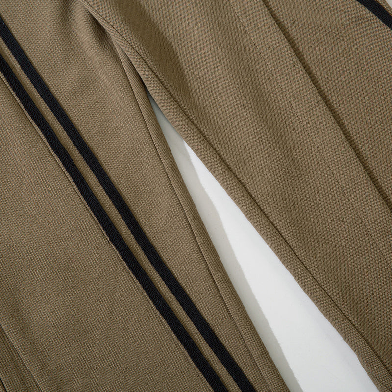 Cross Print Pants Contrast Paneled Drawstring Elastic Waist Loose Wide Leg Trousers Front Pocket Comfortable Fall