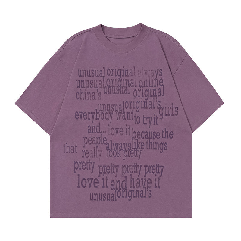 Letter Print T Shirt Loose Summer Streetwear Fashion Casual Top Short Sleeve Pure Cotton Oversize Tees