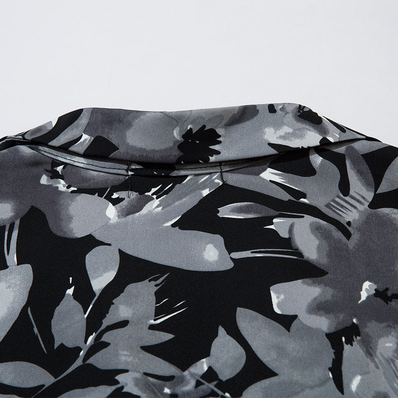 Vintage Streetwear Abstract Flower Print Shirts Casual Summer Tops Outwear Short Sleeve High Quality Fashion